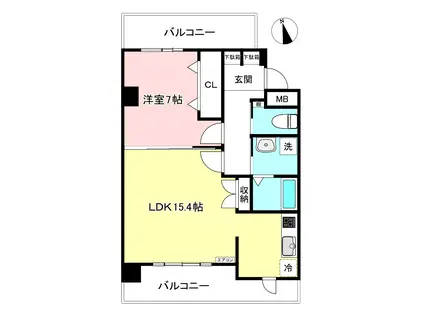 フィオーレ登戸(1LDK/2階)の間取り写真