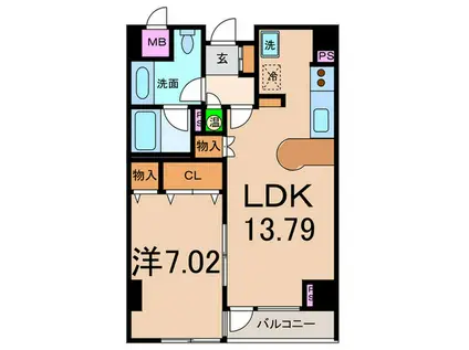 ハーモニーハイツ(1LDK/4階)の間取り写真