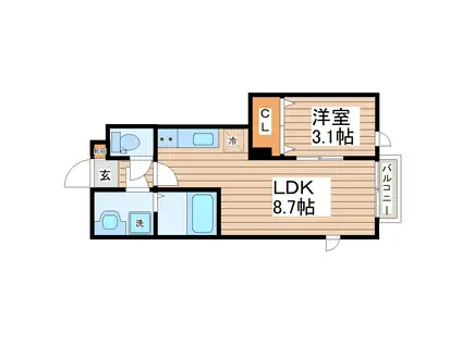フルール A(1LDK/1階)の間取り写真