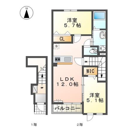 CASA ESTE唐津A(2LDK/2階)の間取り写真