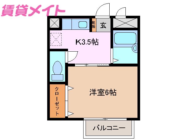 ユニ・メゾン(1K/2階)の間取り写真