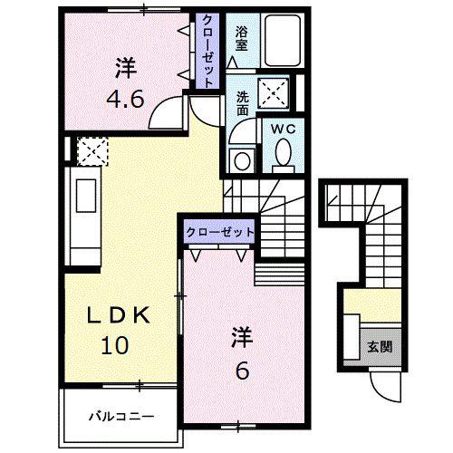 グリーンフォレストB(2LDK/2階)の間取り写真