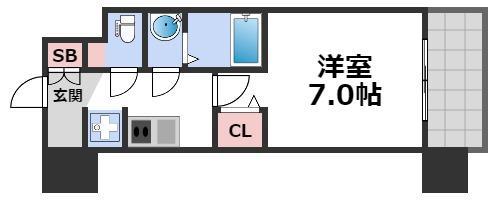 プレサンス大国町アドロッソ(1K/4階)の間取り写真