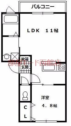 ラピスコート港(1LDK/2階)の間取り写真