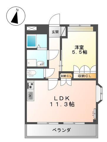 グランディールLR(1LDK/2階)の間取り写真