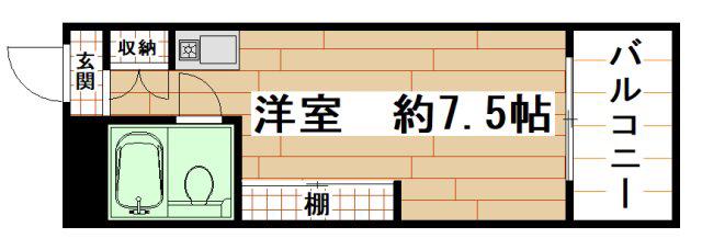 ロフティ岡田(ワンルーム/4階)の間取り写真