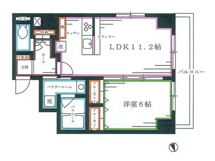 ヴァローレ野方(1LDK/3階)の間取り写真