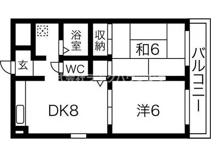 シエルスラン(2DK/6階)の間取り写真