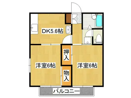 ブライトプレシア荒川沖(2DK/1階)の間取り写真