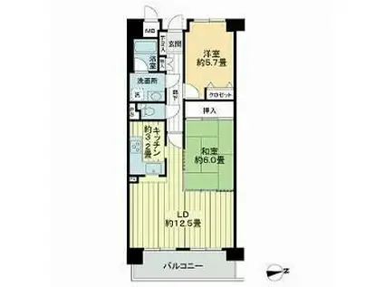 ライオンズマンション富沢(2LDK/3階)の間取り写真