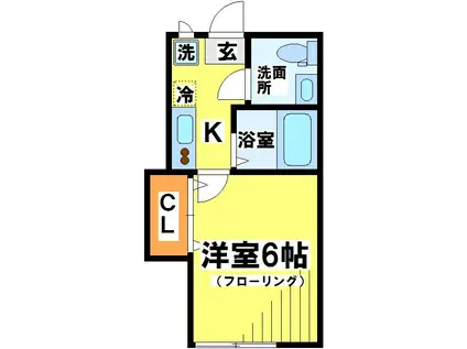 グランプラスつつじヶ丘(1K/1階)の間取り写真