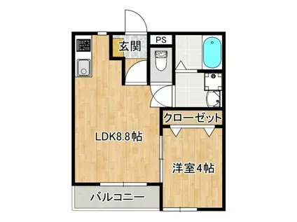 ACERO木風(1LDK/2階)の間取り写真