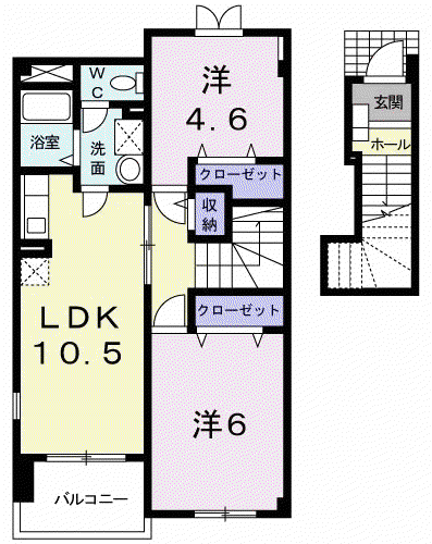 アルエット・シエル(2LDK/2階)の間取り写真