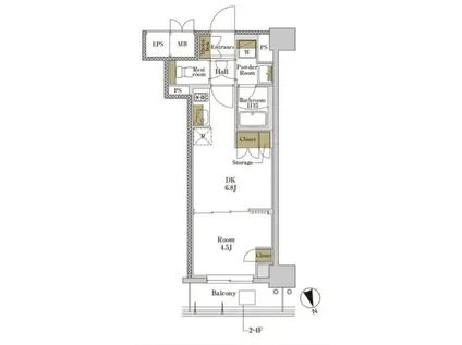 RJRプレシア大森北(1DK/2階)の間取り写真