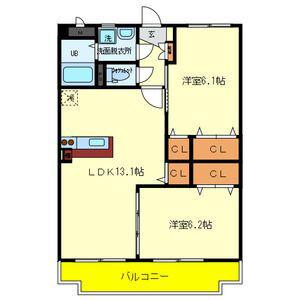 アネックス大野(2LDK/2階)の間取り写真