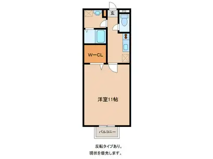 ネオス11(1K/2階)の間取り写真