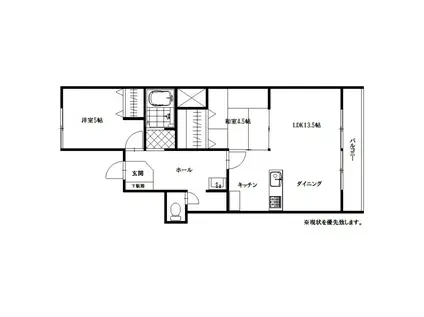 勤財協第4旭川5条コーポ B棟(2LDK/1階)の間取り写真