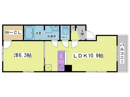 ELECASA鈴蘭台(1LDK/3階)の間取り写真