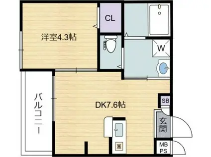 シーエムキャトフ(1DK/3階)の間取り写真