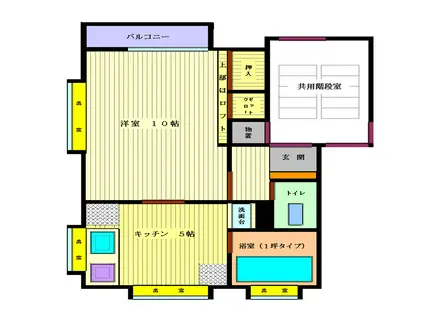 プチシャトーF(1DK/2階)の間取り写真