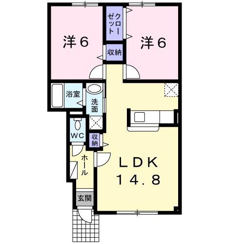 メゾンドファミーユ美園(2LDK/1階)の間取り写真