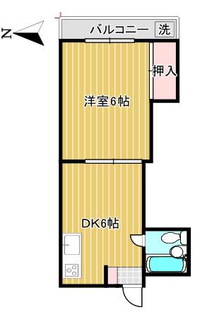 フローレンスイナバ(1K/4階)の間取り写真