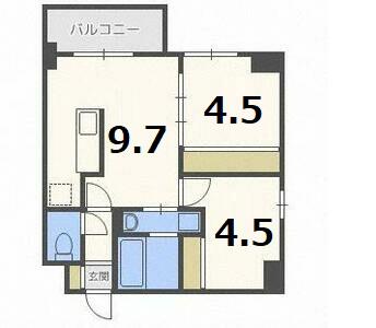 プライマル札幌琴似(2LDK/10階)の間取り写真