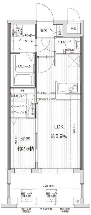グランフォーレ博多駅東プレミア(1LDK/13階)の間取り写真