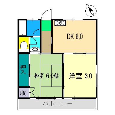 山岡マンション(2DK/3階)の間取り写真