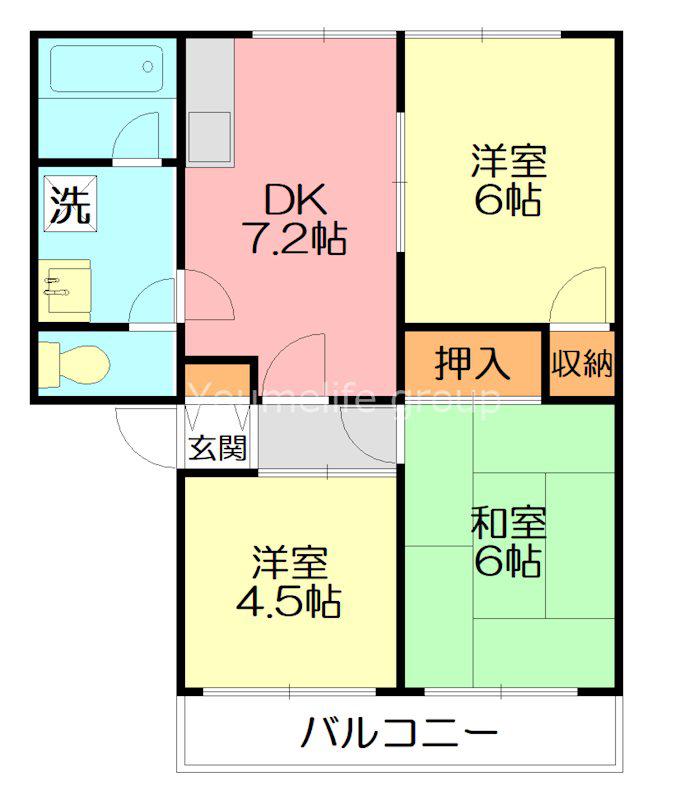グリーンサイドマンション(3LDK/2階)の間取り写真