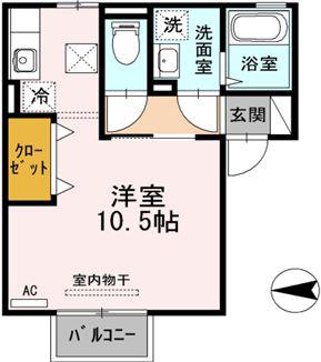 セジュール神辺(ワンルーム/2階)の間取り写真