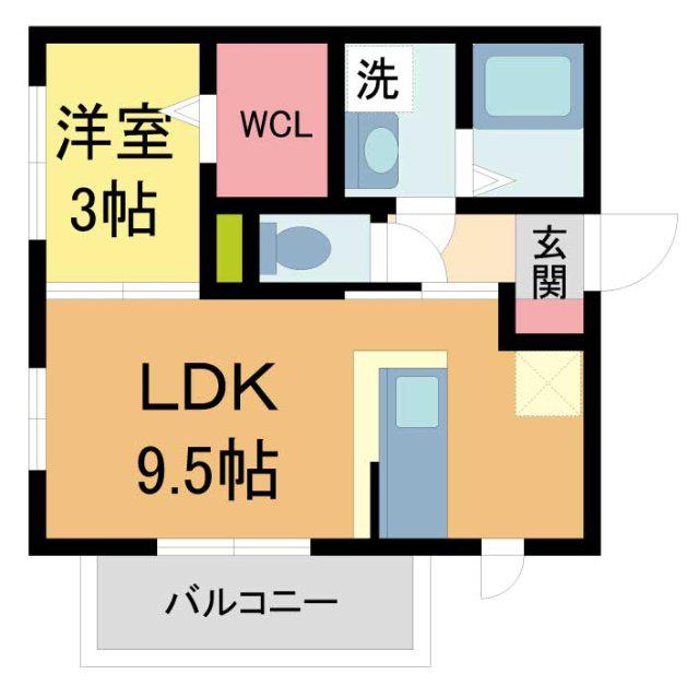 シェノワめふ(1LDK/2階)の間取り写真