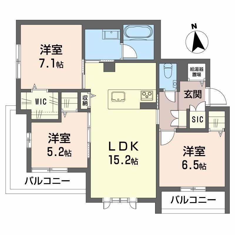 ポルターナII(3LDK/3階)の間取り写真