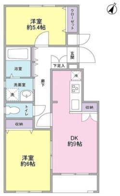 白山坂ハウス(2DK/1階)の間取り写真