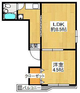 須山ハピネス(1LDK/3階)の間取り写真