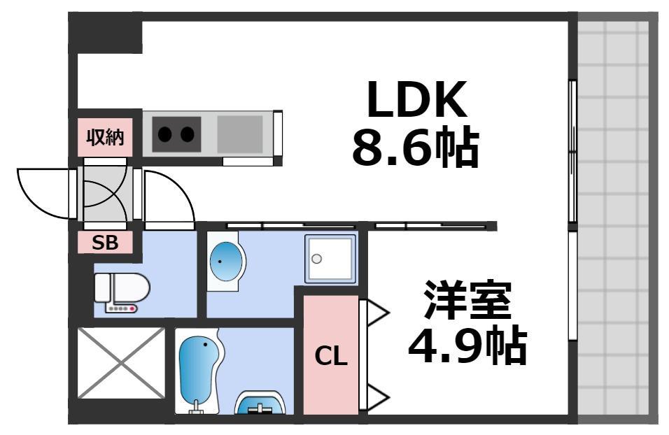 アニマーレ長堀(1LDK/3階)の間取り写真