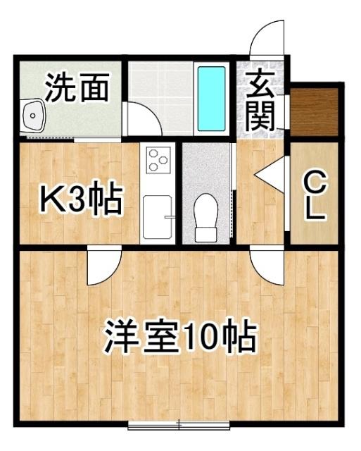 プレシャスコート(1K/2階)の間取り写真