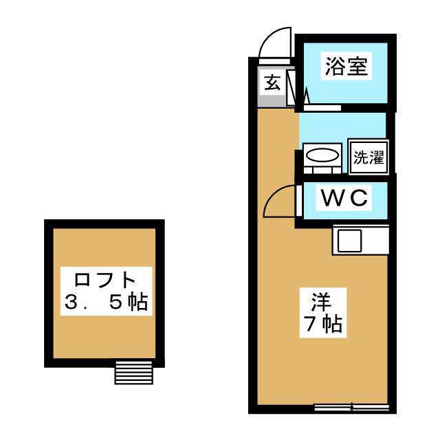 ポールスター(ワンルーム/1階)の間取り写真