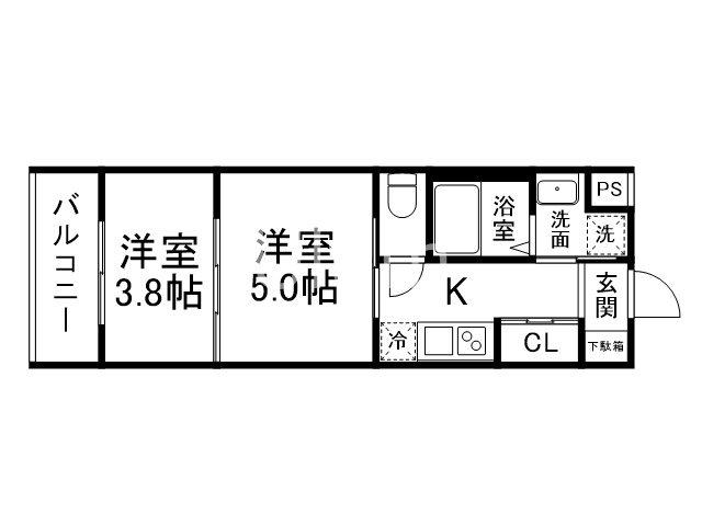 レシオス京都西院(2K/3階)の間取り写真