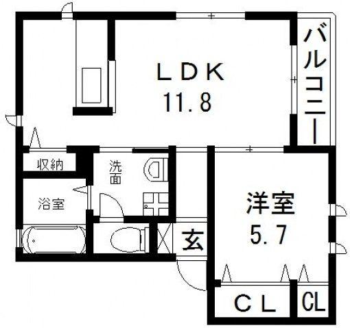 IKメゾン(1LDK/2階)の間取り写真