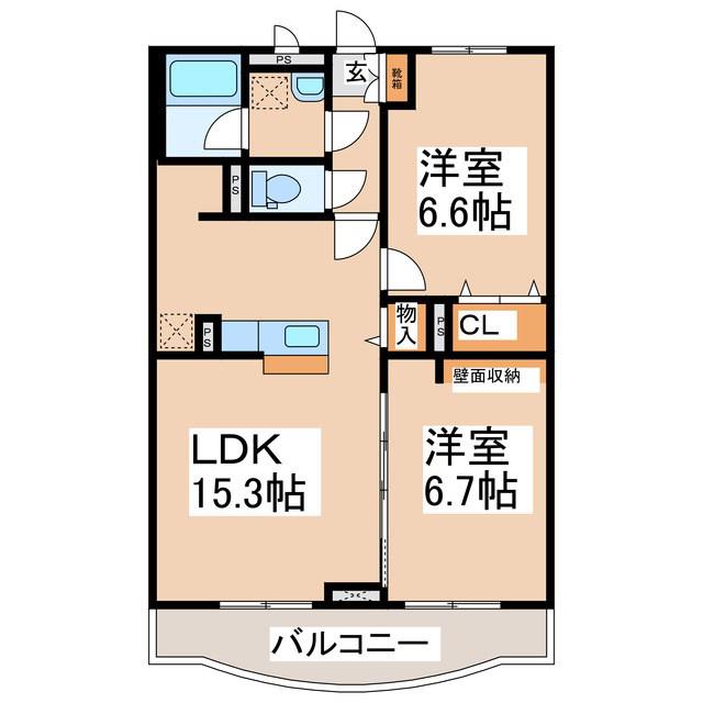 ROYALPARK天神(2LDK/3階)の間取り写真