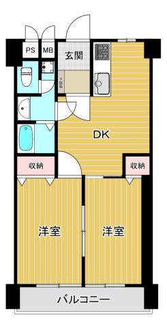 大手前コーポ(2DK/10階)の間取り写真