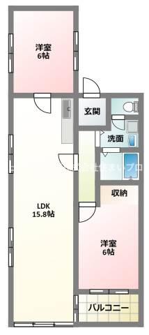 シティーライフ橋本(2LDK/4階)の間取り写真