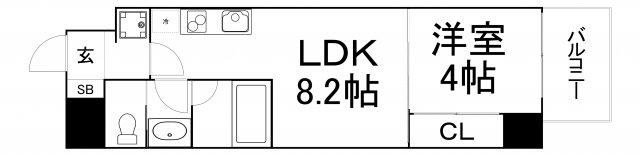 ブエナビスタ桜ノ宮イースト(1LDK/4階)の間取り写真