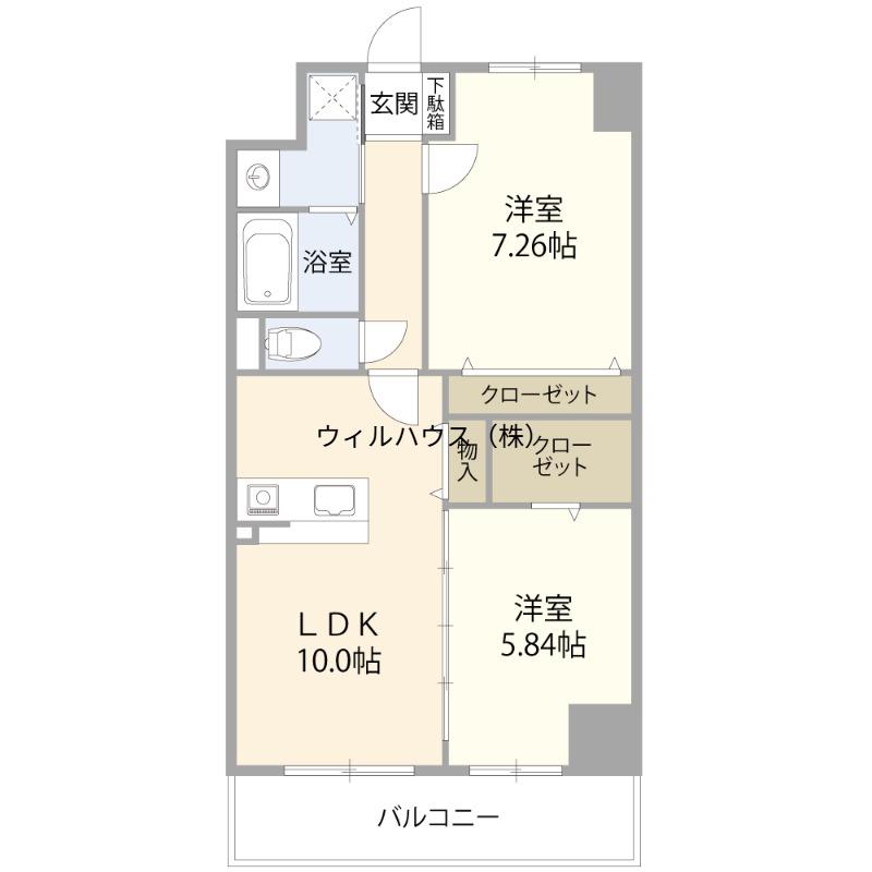 FREEDOM RESIDENCE堺寺地町(2LDK/8階)の間取り写真