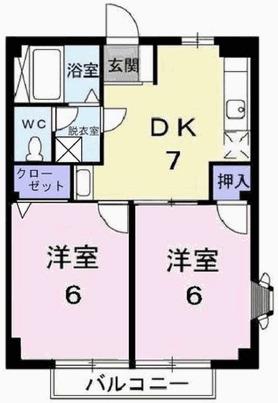 エルドミール(2DK/1階)の間取り写真
