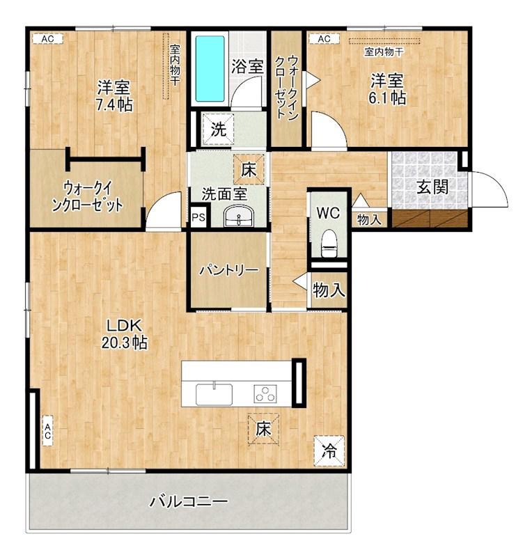D-ROOM原町(2LDK/2階)の間取り写真