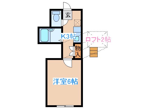 エバ-ベル西勝山(1K/2階)の間取り写真