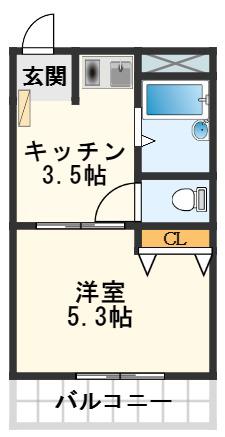 ARI高槻市役所南(1K/3階)の間取り写真