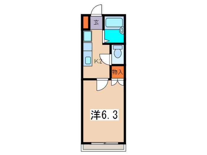 サンライズ(1K/2階)の間取り写真